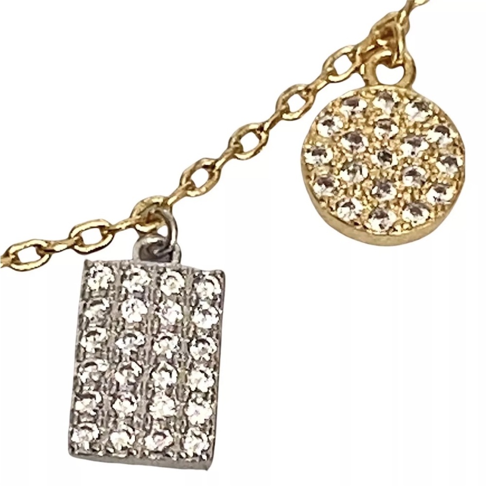NWT Gold Plated Multi Shaped Pavé Swarovski Crystal Accented Necklace - Picture 9 of 15
